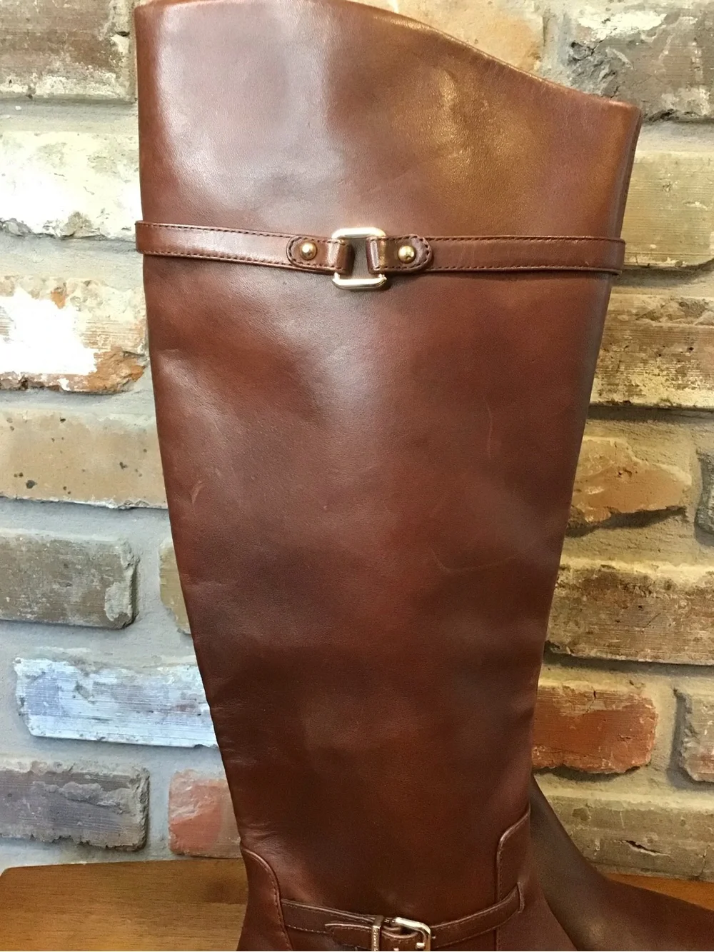 Gianni Bini Women's Chestnut Brown Knee High Leather Tall Riding Boots 8 NEW
